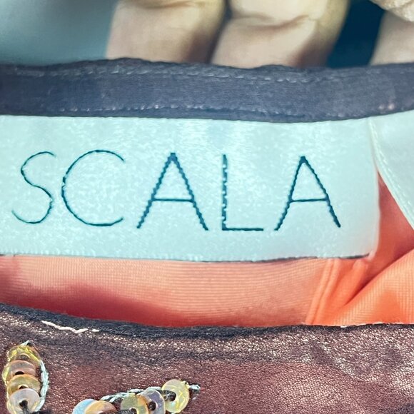 Vintage Scala 100% Silk Beaded Assymetrical Dress Large - Picture 6 of 6